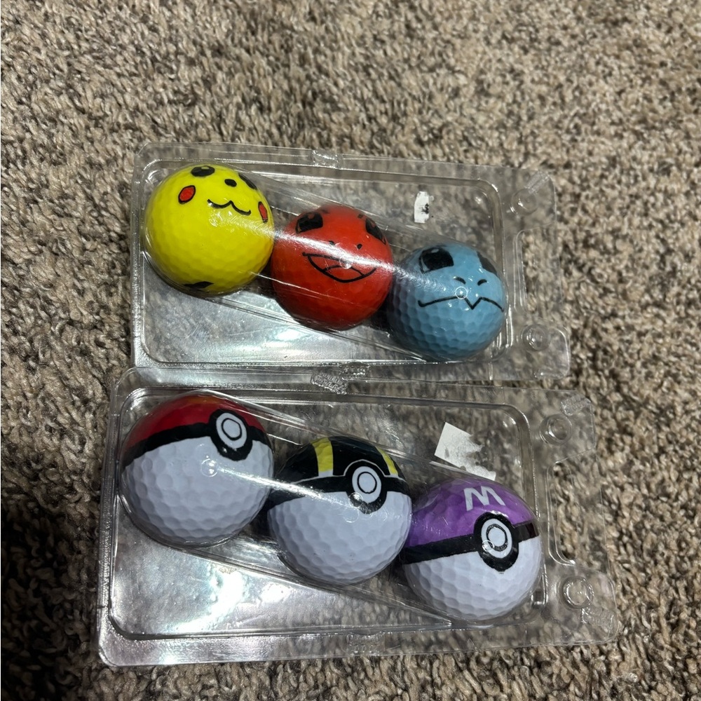 Pokemon Character Golf Balls - Yellow, Red, Blue, Black, Purple